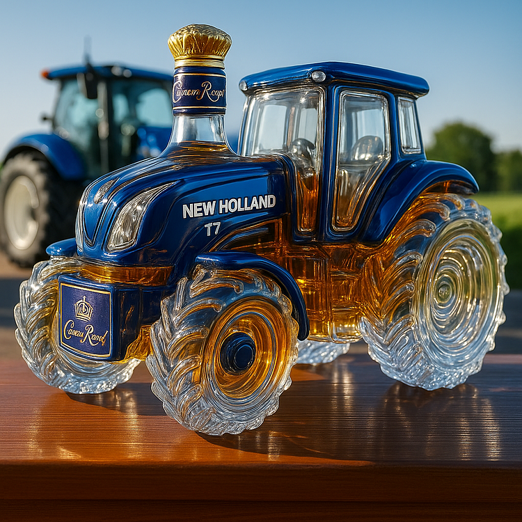 Klasyczna butelka whisky w kształcie traktora New Holland T7