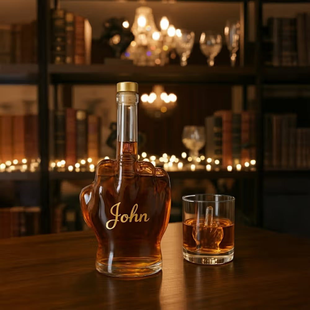 Personalizowany dekanter do whisky z motywem środkowego palca